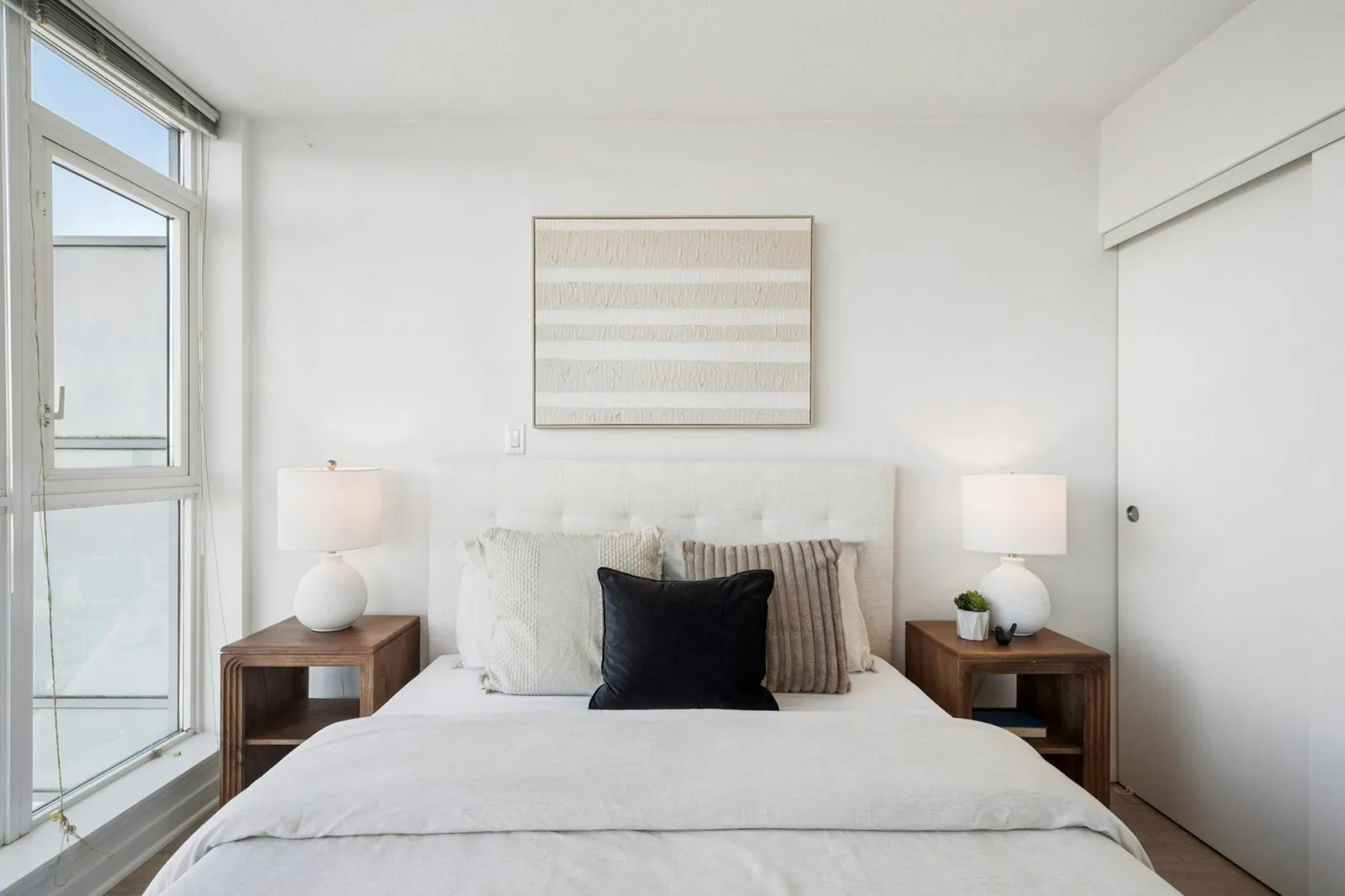 Bedroom staged by West Coast Interiors